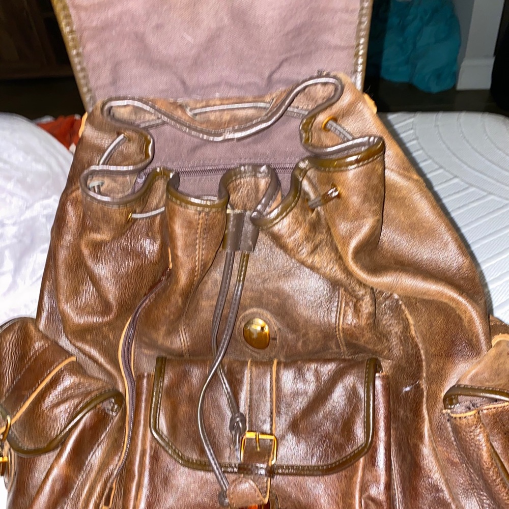 Authentic Leather Backpack Book Bag - Picture 2 of 3